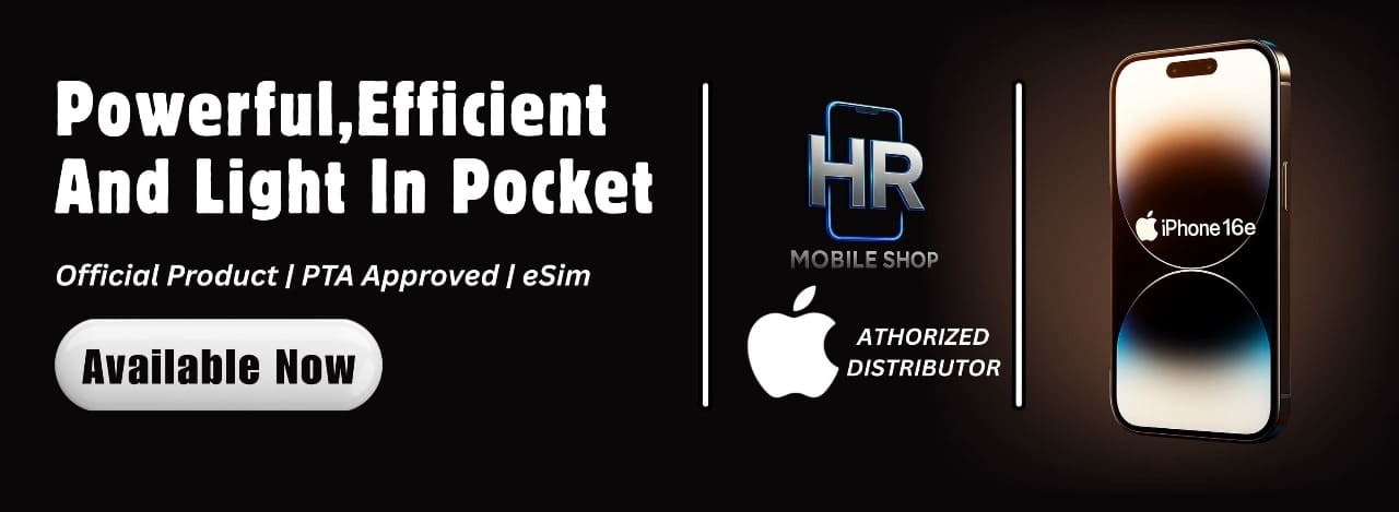 iPhone 16e official advertisement HR Authorized Apple Distributor Pakistan with PTA approved eSIM support - PhoneReviewHR.com