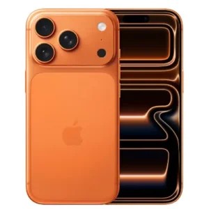 Apple iPhone 17 Pro Max official image showing orange metallic finish and advanced camera setup - Pakistan price and review by PhoneReviewHr