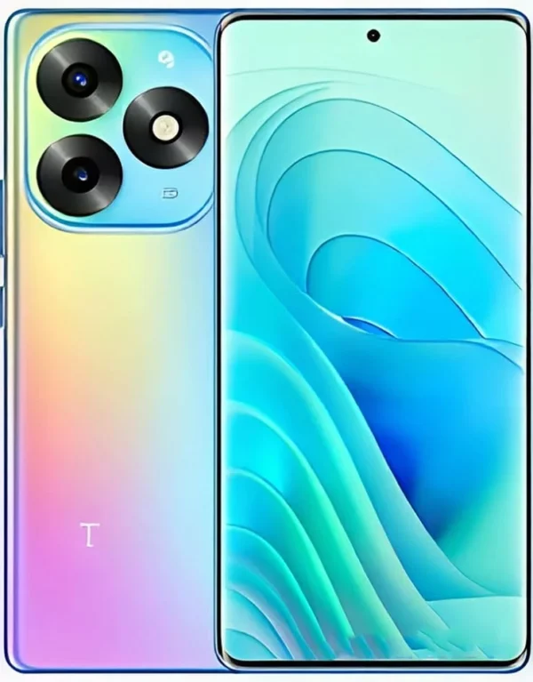 itel S23 Plus rainbow gradient color variant featuring triple camera module and punch-hole display - Pakistan Price 2025 on PhoneReviewHR.com