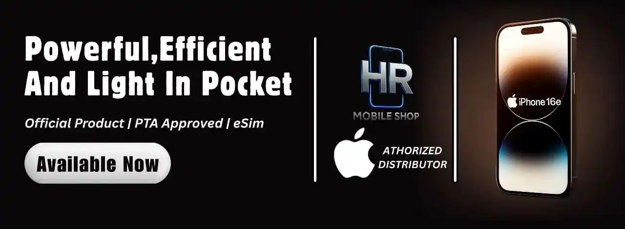 iPhone 16e official advertisement HR Authorized Apple Distributor Pakistan with PTA approved eSIM support - PhoneReviewHR.com